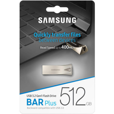 Накопичувач Samsung 512GB USB 3.1 Type-A Bar Plus Срібний