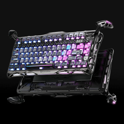 Клавіатура механічна GravaStar Mercury K1 Pro 80keys, GravaStar x Kailh Speedy Mint, BT/WL/USB, cyberpunk Клавіатура механічна GravaStar Mercury K1 Pro 80keys, GravaStar x Kailh Speedy Mint, BT/WL/USB, cyberpunk