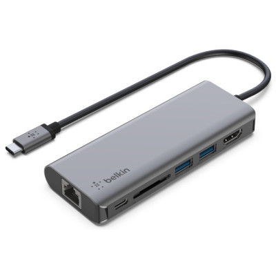 Хаб Belkin USB-C 6в1 HDMI/2хUSB-A/USB-C/SD/Ethernet Хаб Belkin USB-C 6в1 HDMI/2хUSB-A/USB-C/SD/Ethernet