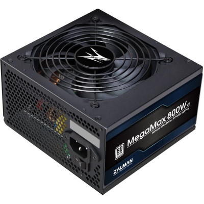 Блок живлення  Zalman Megamax  (800W), 83%, 80+ White, 120мм, 1xMB 24pin(20+4), 2xCPU (8pin+(4+4)pin) 4xMolex, 8xSATA, 4xPCIe 8pin(6+2)