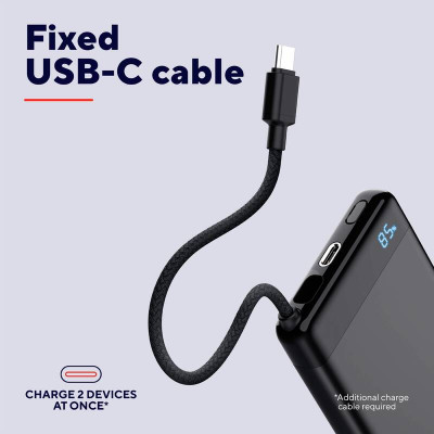 Акумулятор портативний літій-іонний power bank Trust Fiera, 10000мА·год, 2хUSB-C, 20W, PD/QC 3.0, чорний