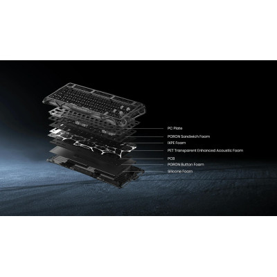 Клавіатура механічна GravaStar Mercury K1 Lite 80keys, GravaStar x BSUN Grey, BT/WL/USB, чорний