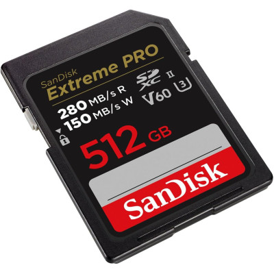 Карта пам'яті SanDisk SD 512GB C10 UHS-II U3 R280/W150MB/s Extreme Pro V60 Карта пам'яті SanDisk SD 512GB C10 UHS-II U3 R280/W150MB/s Extreme Pro V60