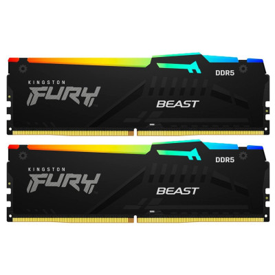 Пам'ять ПК Kingston DDR5 64GB KIT (32GBx2) 5600 FURY Beast RGB XMP