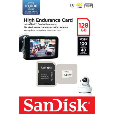 Карта пам'яті SanDisk microSD 128GB C10 UHS-I U3 V30 R100/W40MB/s High Endurance Карта пам'яті SanDisk microSD 128GB C10 UHS-I U3 V30 R100/W40MB/s High Endurance