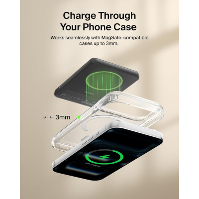 Акумулятор портативний літій-іонний Power Bank Belkin 5000мА·год, 20Вт PD/Qi2 15Вт, Magnetic Kickstand, чорний