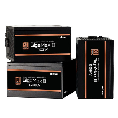 Блок живлення Zalman Gigamax 3  (850W), 88%, 80+ Bronze, 120мм, 1xMB 24pin(20+4), 2xCPU (8pin(4+4)+8pin), 3xMolex, 6xSATA, 4xPCIe 8pin(6+2), 1x12VHPWR, Semi Modular