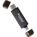 Портативний SSD Transcend 2TB USB 3.1 Gen 2 Type-A + Type-C ESD310 Чорний