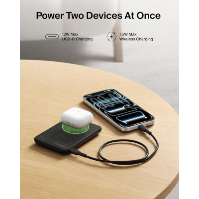 Акумулятор портативний літій-іонний Power Bank Belkin 5000мА·год, 20Вт PD/Qi2 15Вт, Magnetic Kickstand, чорний