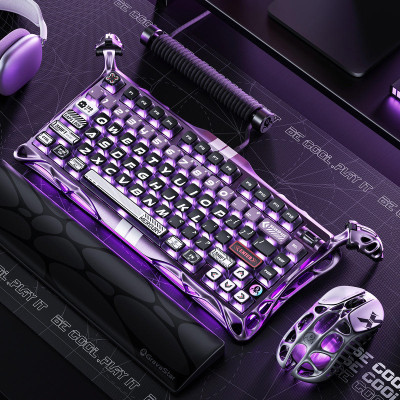 Клавіатура магнітна GravaStar Mercury V75 Pro 80keys, GravaStar x Gateron Jade Gaming, USB-A, 8k, RGB, Iron Purple