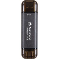 Портативний SSD Transcend 1TB USB 3.1 Gen 2 Type-A + Type-C ESD310 Чорний