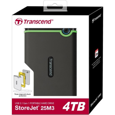 Портативний жорсткий диск Transcend 4TB USB 3.1 StoreJet 25M3 Сірий