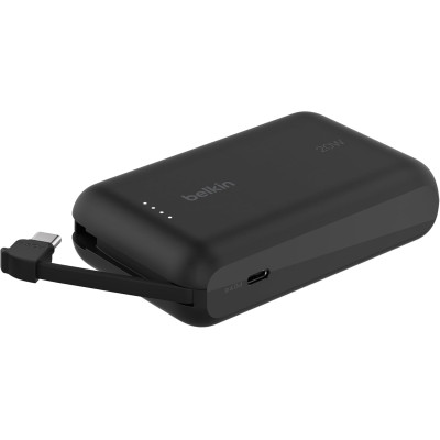 Акумулятор портативний літій-іонний Power Bank Belkin 10000мА·год, 20Вт, з інтегрованим кабелем USB-C, чорний Акумулятор портативний літій-іонний Power Bank Belkin 10000мА·год, 20Вт, з інтегрованим кабелем USB-C, чорний