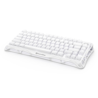 Клавіатура механічна GravaStar Mercury K1 80keys, GravaStar x Kailh Cheery Pink, EN, BT/WL/USB, Opaline White Клавіатура механічна GravaStar Mercury K1 80keys, GravaStar x Kailh Cheery Pink, EN, BT/WL/USB, Opaline White