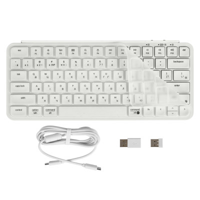 Клавіатура мембрана Keychron B1 Pro, USB/WL/BT, ivory white