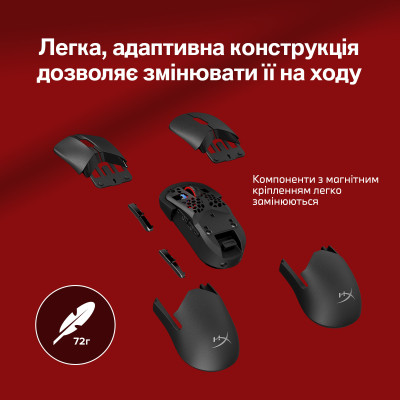 Миша HyperX Pulsefire SAGA PRO, RGB, USB-A/WL/BT, чорний