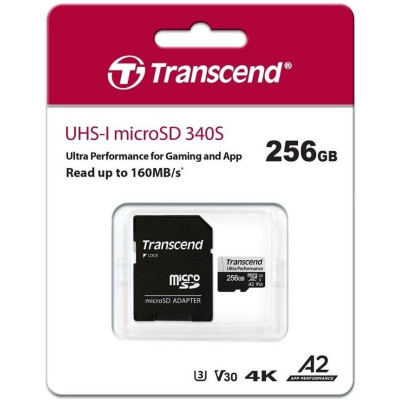 Карта пам'яті Transcend microSD  256GB C10 UHS-I U3 A2 R160/W125MB/s + SD