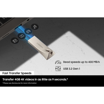 Накопичувач Samsung 512GB USB 3.1 Type-A Bar Plus Сірий