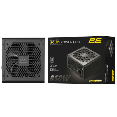 Блок живлення 2E GAMING Solid Power Pro ATX3.1 GEN5.0  (850W), >85%, 80+ Bronze, 120мм, 1xMB 24pin(20+4), 2xCPU 8pin(4+4), 3xMolex, 6xSATA, 4xPCIe 8pin(6+2), 1xPCIe GEN5 16pin, Semi Modular