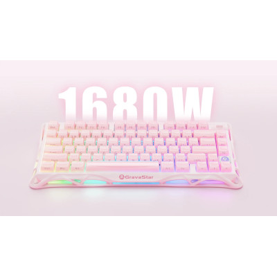 Клавіатура механічна GravaStar Mercury K1 80keys, GravaStar x Kailh Cheery Pink, EN, BT/WL/USB, Sakura Pink Клавіатура механічна GravaStar Mercury K1 80keys, GravaStar x Kailh Cheery Pink, EN, BT/WL/USB, Sakura Pink