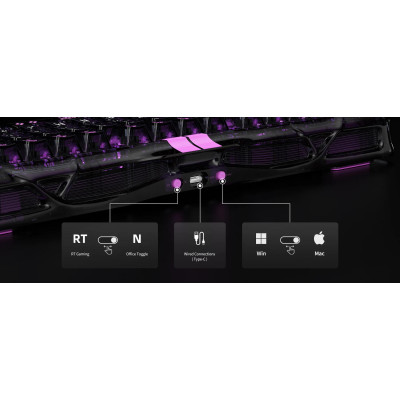 Клавіатура магнітна GravaStar Mercury V75 Lite 75keys, Blackcore, USB-A, Transparent Black