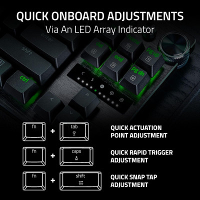 Клавіатура механічна Razer Huntsman V3 Pro TKL 8KHz, 84key, Analog Optical Switch Gen-2, USB-A, EN, RGB, чорний