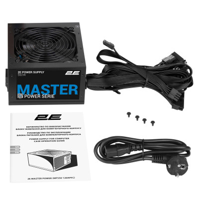 Блок живлення 2E Master Power  (550W), >80%, 80+ White, 120мм, 1xMB 24pin(20+4), 1xCPU 8pin(4+4), 3xMolex, 5xSATA, 2xPCIe 8pin(6+2)