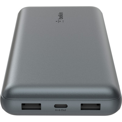 Акумулятор портативний літій-іонний Power Bank Belkin 10000мА·год, 15Вт, 2хUSB-A/USB-C, cірий Акумулятор портативний літій-іонний Power Bank Belkin 10000мА·год, 15Вт, 2хUSB-A/USB-C, cірий