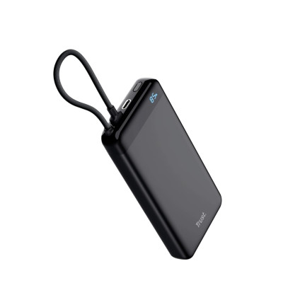 Акумулятор портативний літій-іонний power bank Trust Fiera, 20000мА·год, 2хUSB-C, 20W, PD/QC 3.0, чорний