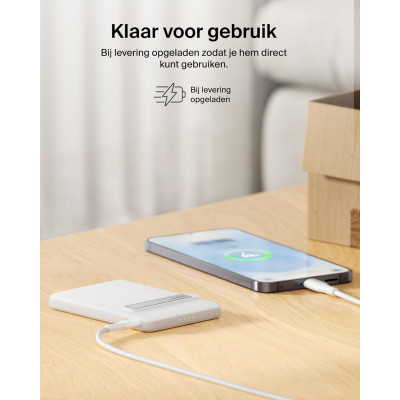 Аккумулятор портативный литий-ионный Power Bank Belkin 5000мА·ч, 20Вт PD/Qi2 15Вт, Magnetic Kickstand, белый