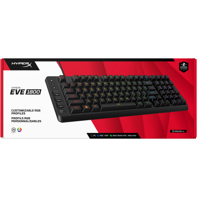 Клавіатура мембранна HyperX Alloy Origins EVE 1800 99key, Red, USB-A, EN/UA, RGB, чорний