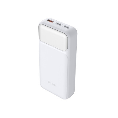 Акумулятор портативний літій-іонний Power Bank D-Link 20000мА*год, 65Вт PD 3.0, QC 3.0, 2xUSB-C, 1xUSB-A з дисплеєм, білий