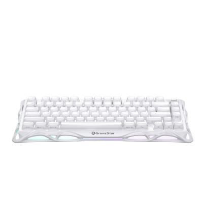 Клавіатура механічна GravaStar Mercury K1 80keys, GravaStar x Kailh Cheery Pink, EN, BT/WL/USB, Opaline White Клавіатура механічна GravaStar Mercury K1 80keys, GravaStar x Kailh Cheery Pink, EN, BT/WL/USB, Opaline White