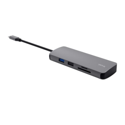 Адаптер Trust Dalyx 8in1 USB-C> 1xUSB-А 3.2/USB-A 2.0/2xUSB-С/HDMI/Ehernet/SD/microSD, Алюміній, 0.15м, Сірий Адаптер Trust Dalyx 8in1 USB-C> 1xUSB-А 3.2/USB-A 2.0/2xUSB-С/HDMI/Ehernet/SD/microSD, Алюміній, 0.15м, Сірий