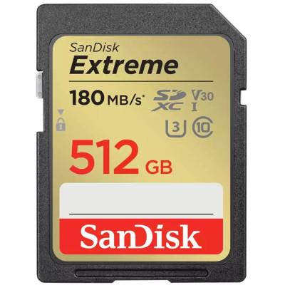 Карта пам'яті SanDisk SD 512GB C10 UHS-I U3 R180/W130MB/s Extreme V30 Карта пам'яті SanDisk SD 512GB C10 UHS-I U3 R180/W130MB/s Extreme V30