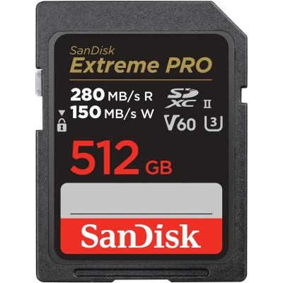Карта пам'яті SanDisk SD 512GB C10 UHS-II U3 R280/W150MB/s Extreme Pro V60 Карта пам'яті SanDisk SD 512GB C10 UHS-II U3 R280/W150MB/s Extreme Pro V60