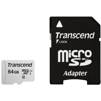 Карта пам'яті Transcend microSD 64GB C10 UHS-I R100/W20MB/s + SD Карта пам'яті Transcend microSD 64GB C10 UHS-I R100/W20MB/s + SD