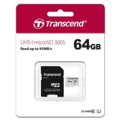 Карта пам'яті Transcend microSD   64GB C10 UHS-I R100/W20MB/s + SD