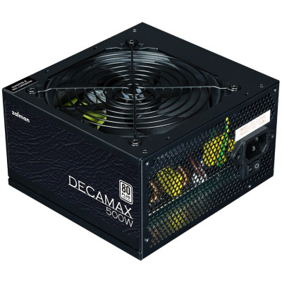 Блок живлення Zalman Decamax  (500W) 85%, 80 Plus, 120мм, 1xMB 24pin(20+4), 1xCPU 8pin(4+4), 3xMolex, 4xSATA, 2xPCIe 8pin(6+2)