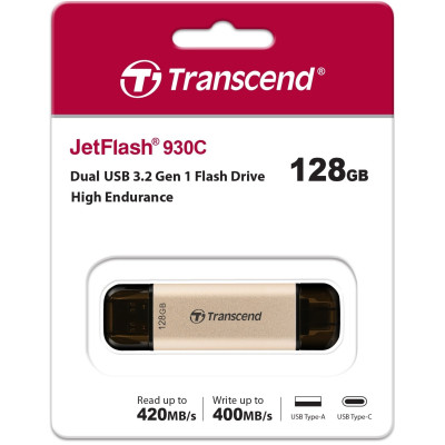 Накопичувач Transcend 128GB USB 3.2 Type-A + Type-C JetFlash 930 R420/W400MB/s Чорний