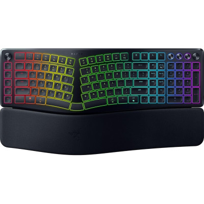 Клавіатура мембранна Razer Pro Type Ergo, 118key, USB-A/WL/BT, EN, RGB, чорний