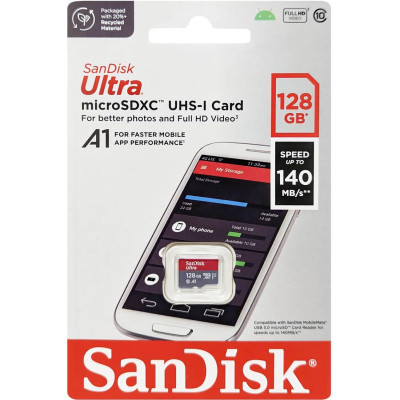 Карта пам'яті SanDisk microSD 128GB C10 UHS-I R140MB/s Ultra Карта пам'яті SanDisk microSD 128GB C10 UHS-I R140MB/s Ultra