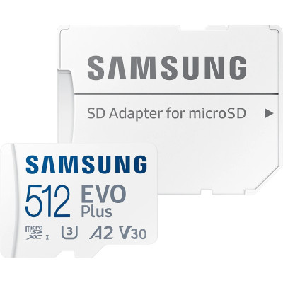 Карта пам'яті Samsung microSDXC  512GB C10 UHS-I R100MB/s Evo Plus + SD