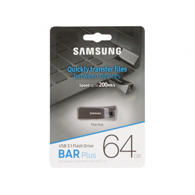 Накопичувач Samsung 64GB USB 3.1 Type-A Bar Plus Сірий Накопичувач Samsung 64GB USB 3.1 Type-A Bar Plus Сірий