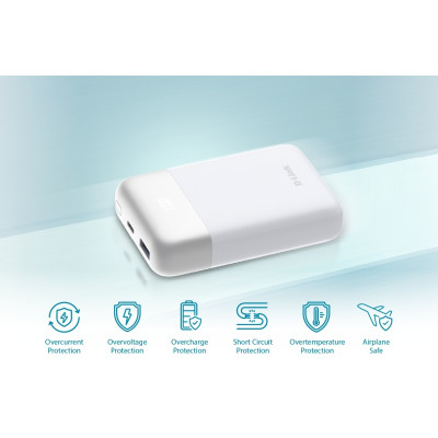 Акумулятор портативний літій-іонний Power Bank D-Link 10000мА*год 18Вт 1xUSB-A, 1xUSB-C, білий Акумулятор портативний літій-іонний Power Bank D-Link 10000мА*год 18Вт 1xUSB-A, 1xUSB-C, білий