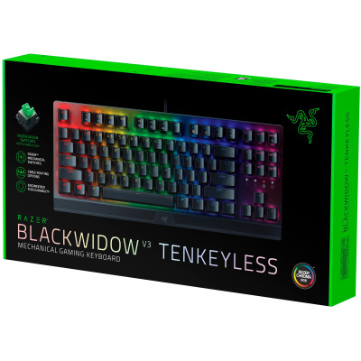 Клавіатура механічна Razer BlackWidow V3 TKL 87key, Green Switch, USB-A, EN/RU, RGB, чорний