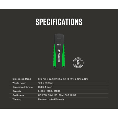 Накопичувач Transcend 64GB USB 3.1 Type-A JetFlash 810 Rugged Накопичувач Transcend 64GB USB 3.1 Type-A JetFlash 810 Rugged