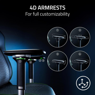 Крісло Razer Iskur V2 NewGen, EPU шкіра з CoolTouch™, 4D-Armrests, чорний
