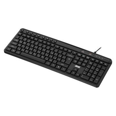 Клавіатура мембранна 2E KS1100 104key, 2xUSB HUB, USB-A, EN/UK, чорний