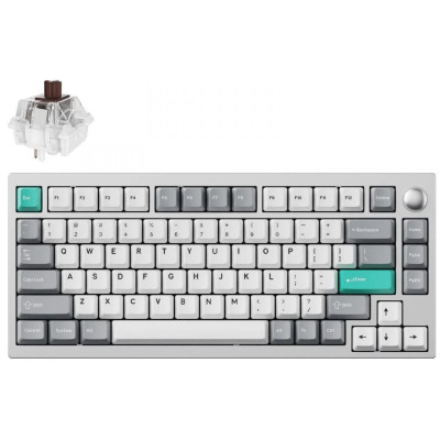 Клавіатура механічна Lemokey P1 Pro 84Key, Keychron Super Brown, WL/BT/USB-A, QMK/VIA, Hot-Swap, EN/UKR, RGB, Knob, Space Silver Клавіатура механічна Lemokey P1 Pro 84Key, Keychron Super Brown, WL/BT/USB-A, QMK/VIA, Hot-Swap, EN/UKR, RGB, Knob, Space Silver